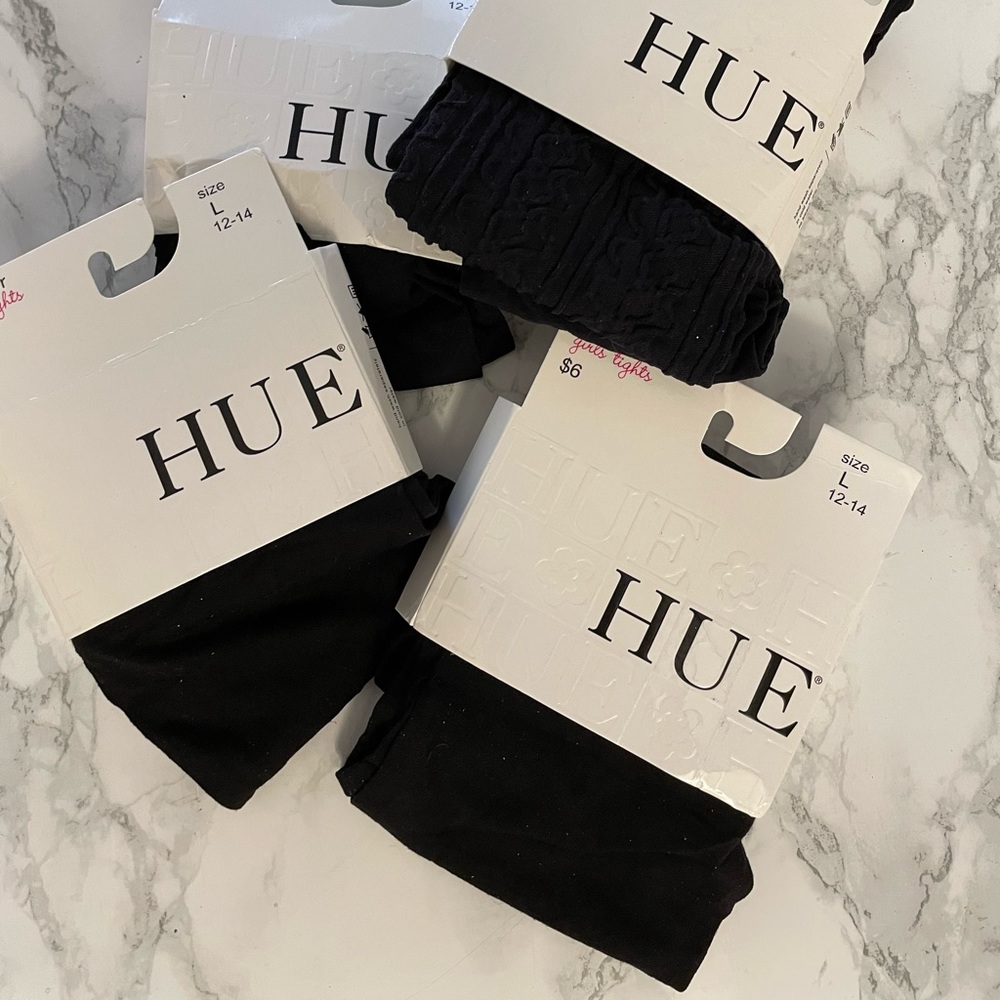 HUE Girls Navy Tights Bundle Size L (12-14) Brand New Still In Package